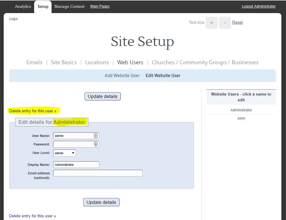 Delete Old Admin User